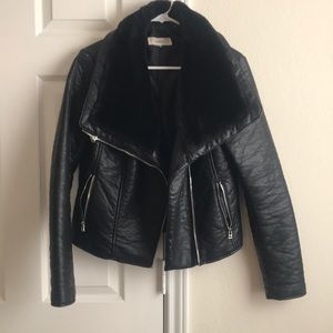 Faux leather moto jacket